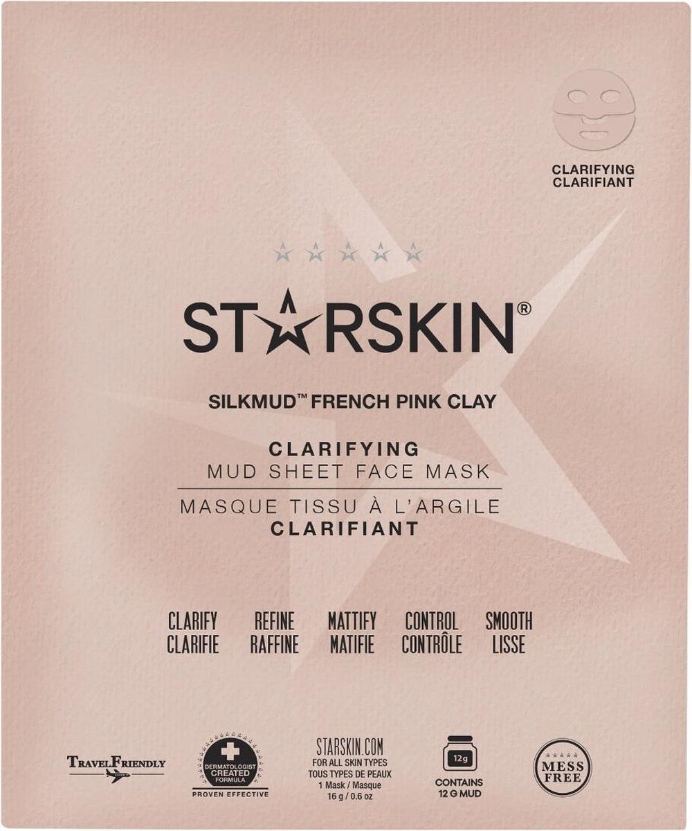 Starskin SILKMUD Pink French Clay Purifying Mud Sheet Mask