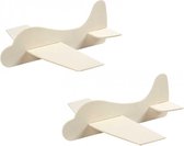Set van 8x stuks vliegtuigen van hout 21.5 x 25.5 cm bouwpakket - Hobby materialen knutselen