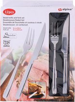 36-delige Alpina bestekset steakmessen en vorken RVS - 18 Messen en 18 vorken  - Luxe bestek voor vlees snijden