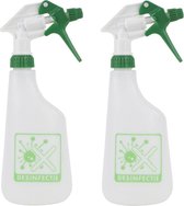 2x Plantenspuiten/waterspuiten 0,6 liter desinfectie spray - Waterverstuivers/watersproeiers - Desinfectiespray houder - Plantenverzorging