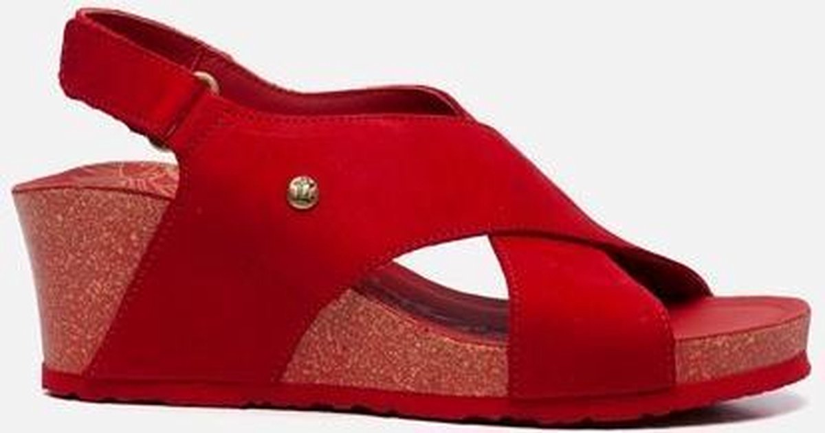 Panama Jack Valeska Basics B4 sandalen met sleehak rood - Schoenen.nl