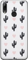 Huawei P Smart 2019 hoesje - Cactus hartjes - Soft Case Telefoonhoesje - Planten - Zwart