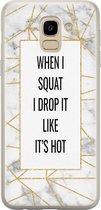 Samsung Galaxy J6 2018 hoesje siliconen - Fitness quote squats - Soft Case Telefoonhoesje - Tekst - Grijs