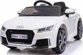 Audi TT RS - 1Elektrische Kinderauto 12v - Wit - Accu Auto voor kinderen met Afstand Bediening - Rubberen EVA banden - Kunst Lederen Zitje