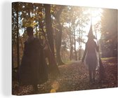 Magicien et sorcière dans la forêt sur toile 2cm 120x80 cm - Tirage photo sur toile (Décoration murale salon / chambre)