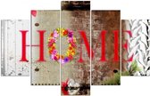 Schilderij Home op bloemen, Tekst, XXL, Vijfluik (wanddecoratie)