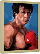 Foto in frame , Rocky , 70x100cm , rood bruin blauw ,wanddecoratie ,  Filmposter