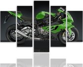 Schilderij groene motor, automotive, 5 luik, XXL, premium print