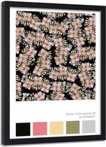 Foto in frame Abstracte bloemen, 70x100cm, roze/zwart, Premium print