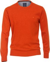 Redmond heren trui katoen - O-hals - warm oranje melange - Maat: S