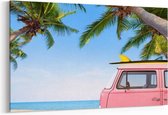 Schilderij - Vintage car parked on the tropical beach — 90x60 cm