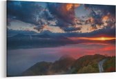 Schilderij - Zonsondergang in de bergen — 100x70 cm