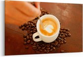 Schilderij - Koffie en koffiebonen — 90x60 cm