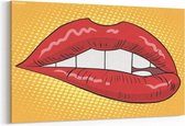 Schilderij - Red lips woman — 90x60 cm