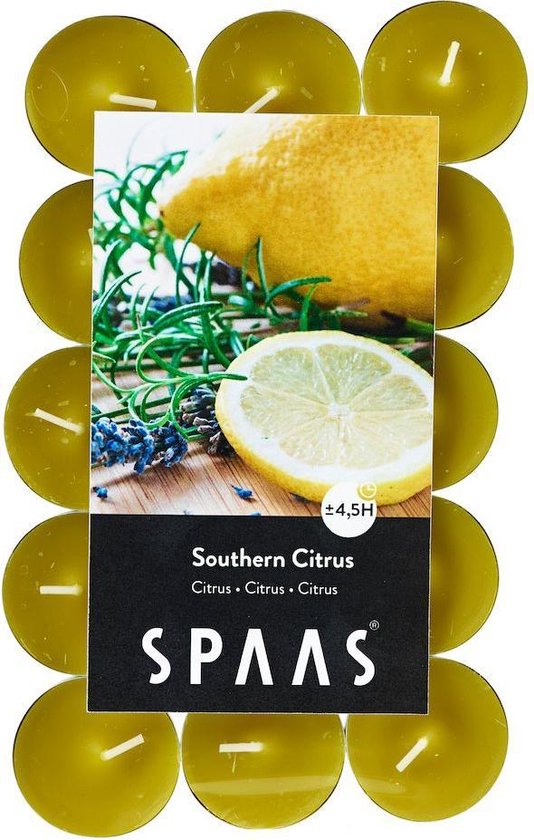 SPAAS 30 Theelichten Geur, ± 4,5 uur - Southern citrus