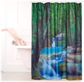 rideau de douche cascade relaxdays 200x180 cm - rideau de bain - anti-fongique - impression photo