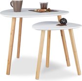 Relaxdays Table d'appoint set de 2 - design scandinave blanc - Bois - 60x40 cm et 40x40 cm