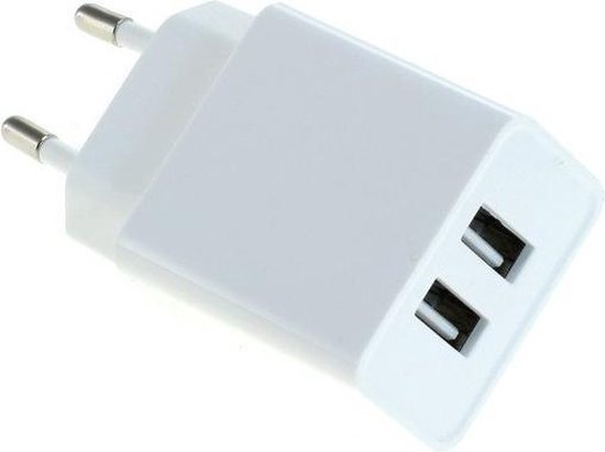 USB thuislader met 2 poorten - 2,4A / wit