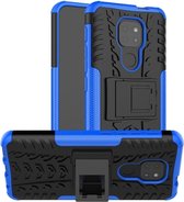 Rugged Kickstand Back Cover - Motorola Moto G9 Play Hoesje - Blauw