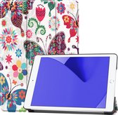 Hoes Geschikt voor iPad 10.2 2020 Hoes Luxe Hoesje Book Case - Hoesje Geschikt voor iPad 8 Hoes Cover - Vlinders