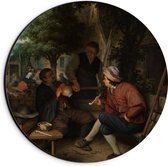 Dibond Wandcirkel - Oude meesters - Rustende reizigers, Adriaen van Ostade, 1671 - 20x20cm Foto op Aluminium Wandcirkel (met ophangsysteem)