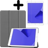 Hoes Geschikt voor iPad 10.2 2019 Hoes Luxe Hoesje Book Case Met Screenprotector - Hoesje Geschikt voor iPad 7 Hoes Cover - Grijs