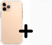 Shop4 - iPhone 12 mini Hoesje + Glazen Screenprotector - Zachte Back Case Drop Proof Transparant