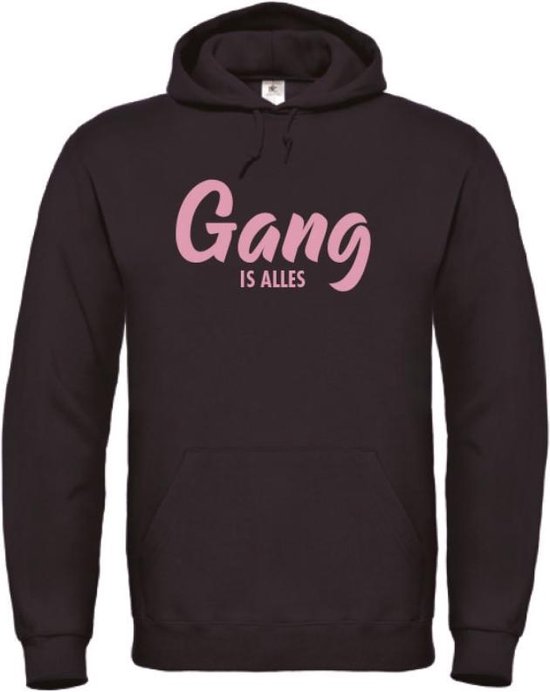 Wintersport hoodie zwart M - Gang is alles - roze - soBAD. | Foute apres ski outfit | kleding | verkleedkleren | wintersporttruien | wintersport dames en heren