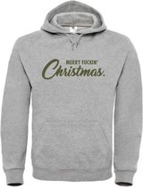 Kerst hoodie grijs - Merry fuckin' Christmas - soBAD. | Kersttrui soBAD. | kerstsweaters volwassenen | kerst hoodie volwassenen | Kerst outfit | Foute kerst truien