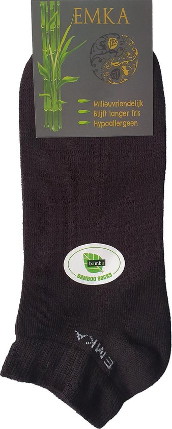 EMKA - Happy sock - Chaussettes de cheville/baskets en Bamboe unisexe 4 paires - Zwart