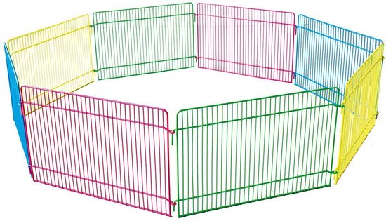 Foto: Flamingo ren voor knaagdieren metalen ren voor hamster muis kleine knagers 8 panelen opvouwbaar 84 5 x 35 x 23 cm met deur pinbevestiging