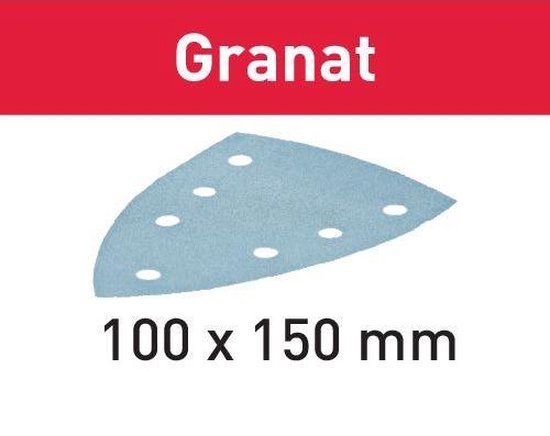 Granat schuurpapier, lichtblauw, 100 x 150 mm.