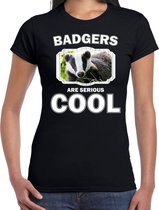Dieren dassen t-shirt zwart dames - badgers are serious cool shirt - cadeau t-shirt das/ dassen liefhebber 2XL