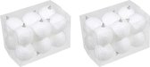 24x Kleine kunststof kerstballen met sneeuw effect wit 7 cm - Witte sneeuw kerstballen 7 cm