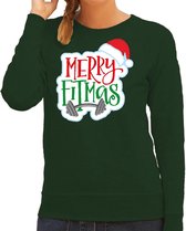 Merry fitmas Kerstsweater / foute Kersttrui groen voor dames - Kerstkleding / Christmas outfit XS