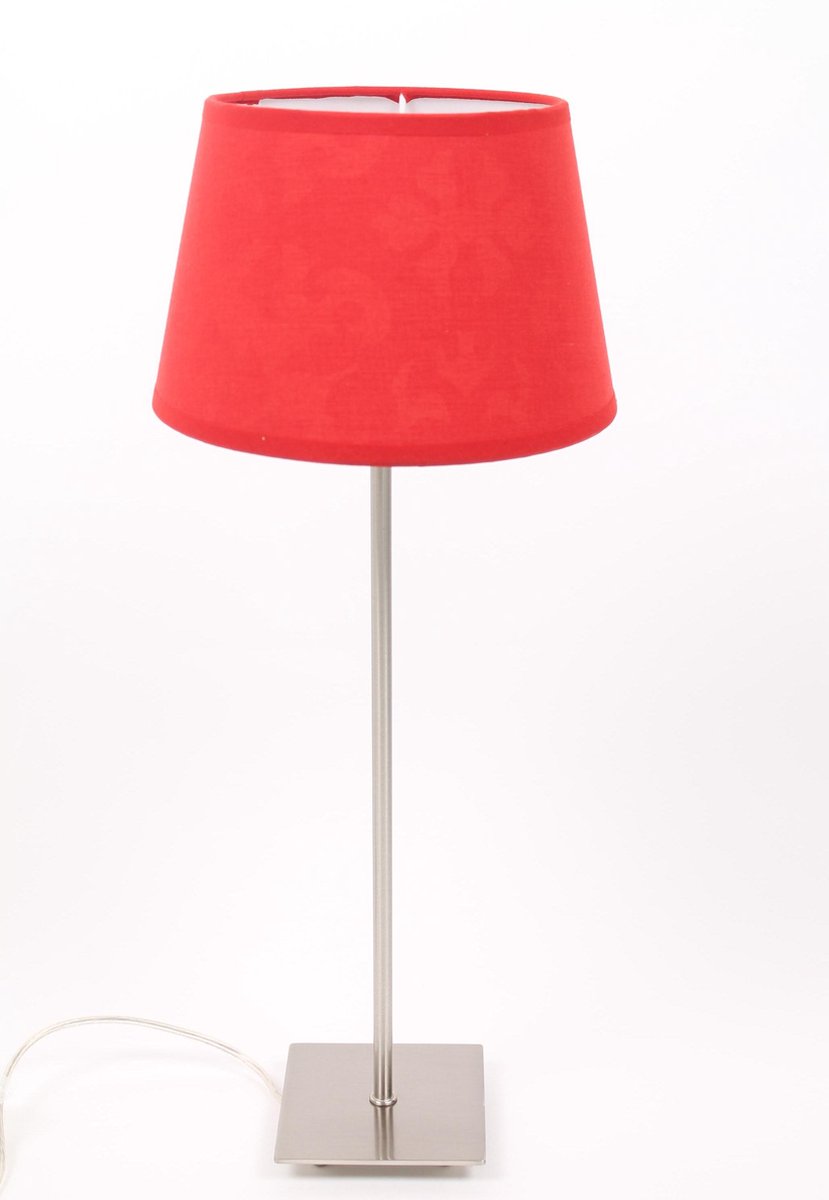 Tafellamp- rood- rond- lamp met kap - H 54 cm