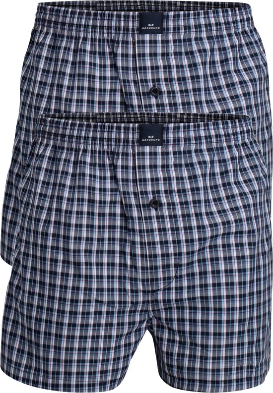 Boxer homme Gotzburg modele large en coton lot de 2 bleu a carreaux Taille M bol