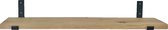GoudmetHout Massief Eiken Wandplank - 160x20 cm - Industriële Plankdragers L-vorm Up - Staal - Mat Zwart - Wandplank hout