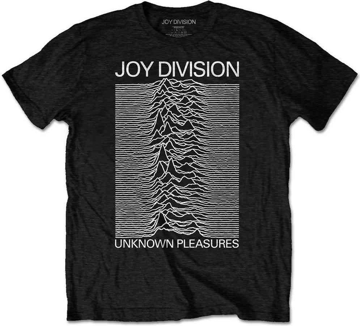 Joy Division - Unknown Pleasures White On Black Heren T-shirt - S - Zwart - Rock Off