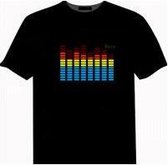 LED T-shirt Equalizer - Zwart - Drie kleuren - Maat XXS