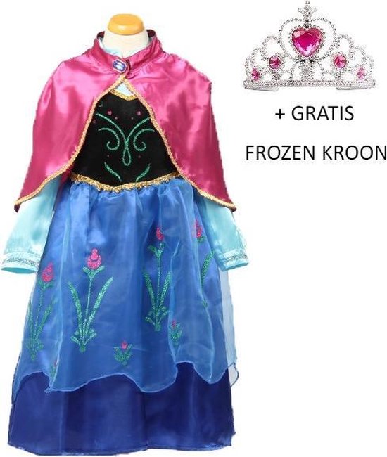 Frozen Anna jurk met cape + gratis kroon 98/104 (110) 34 jaar Prinsessenjurk...