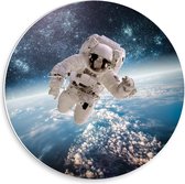 Forex Wandcirkel - Astronaut in de Ruimte - 30x30cm Foto op Wandcirkel (met ophangsysteem)