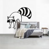 Behang - Fotobehang Illustratie van een wasbeer in het zwart-wit - Breedte 300 cm x hoogte 300 cm