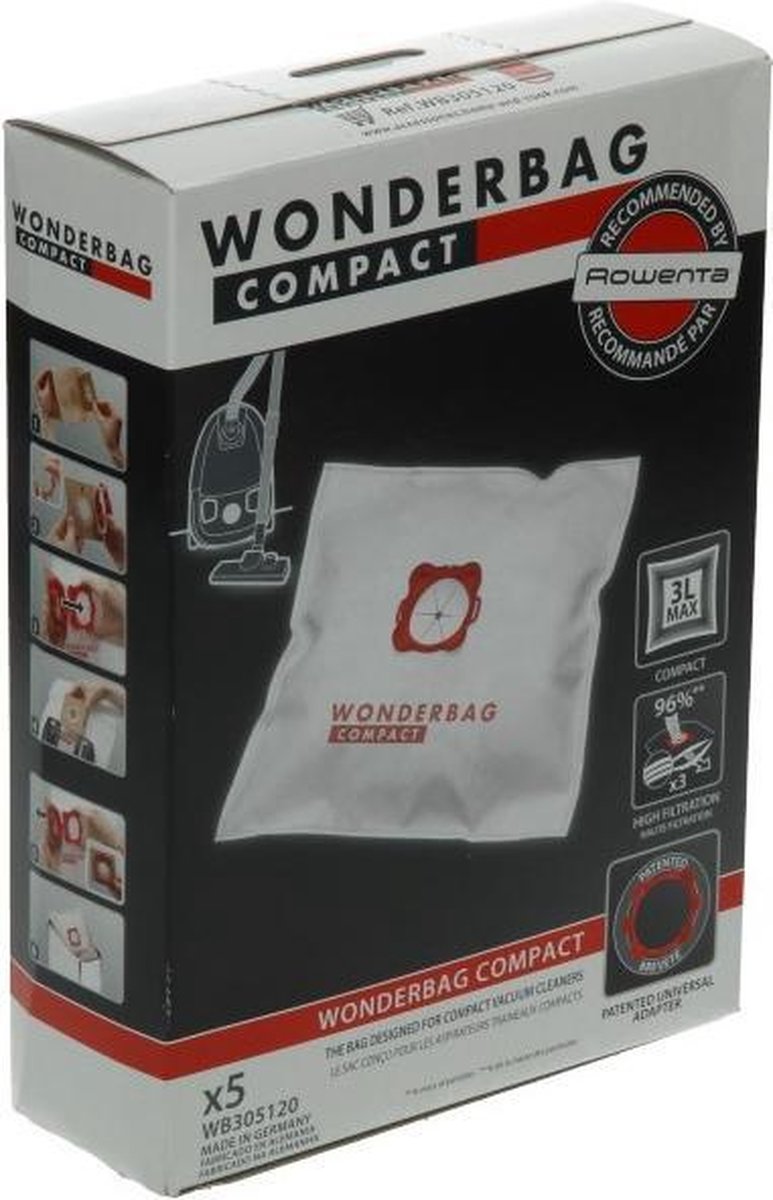 Wonderbag Compact stofzuigzakken - 5 stuks - stofzuigerzakken stofzakken universeel Rowenta