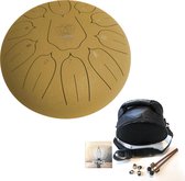 RYTMZ Lotus Drum | 25 cm | Meditatie | Klanktherapie | Sound Healing | 11 tongen | Toon: D | Handpan | Steel tongue drum | Goud