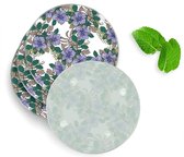 4 Luxe Glazen Onderzetters - Design Purple Flowers - Rond