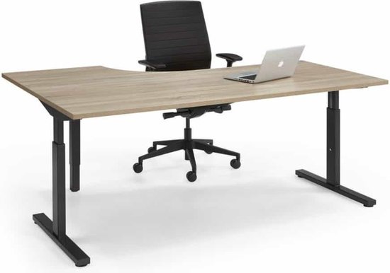 T-poot Wingbureau Quick breed 180CM diep 120CM bladkleur Havanna framekleur Wit (RAL9010) wingzijde Links