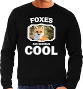 Dieren vossen sweater zwart heren - foxes are serious cool trui - cadeau sweater vos/ vossen liefhebber L