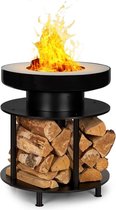 Wood Stock 2-in-1 vuurschaal BBQ grill Ø56cm rvs zwart