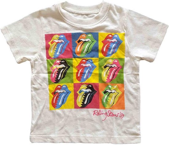 The Rolling Stones - Two-Tone Tongues Kinder T-shirt - Kids tm 4 jaar - Wit